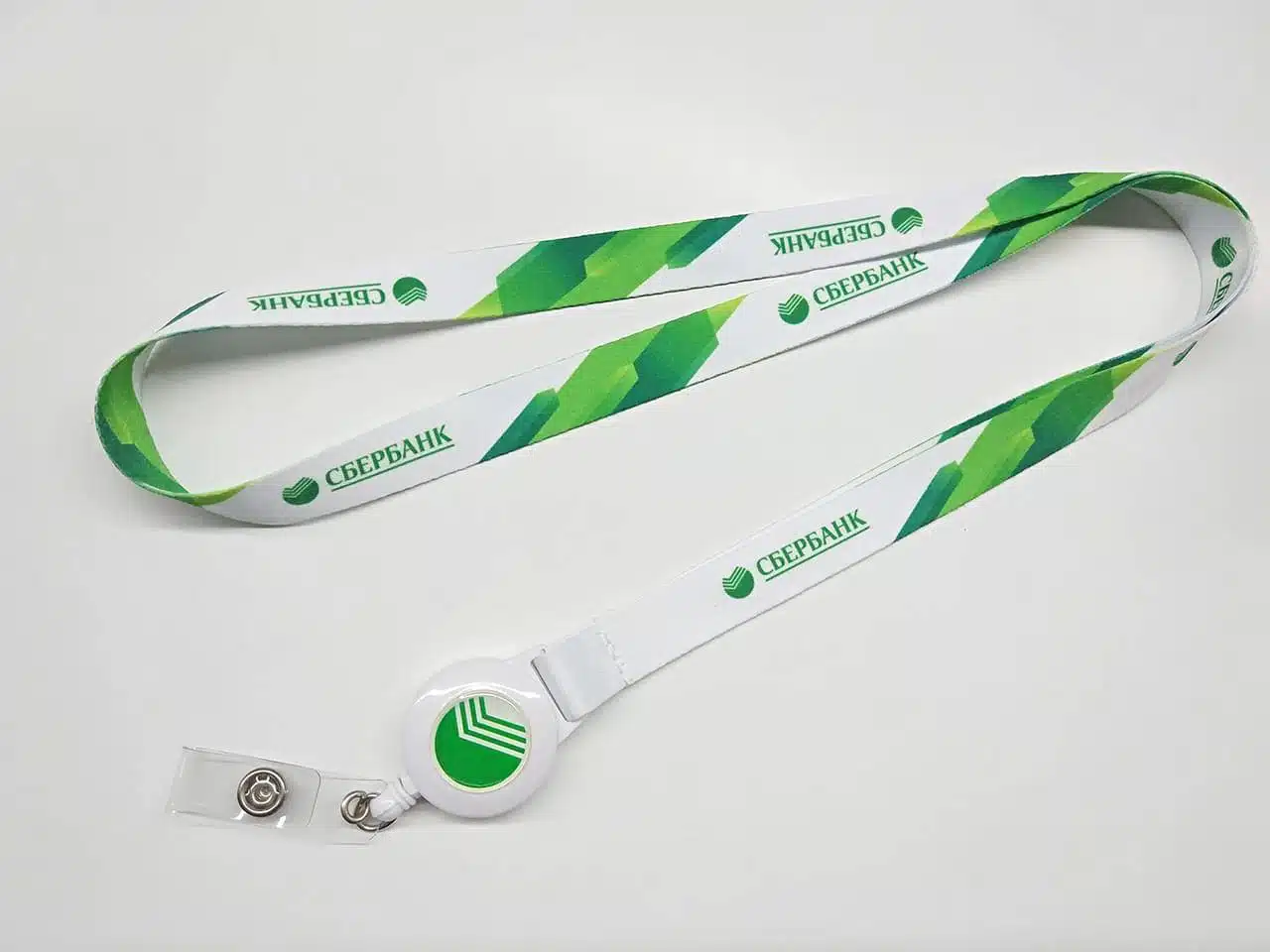 Double-ended Lanyard in Green and White