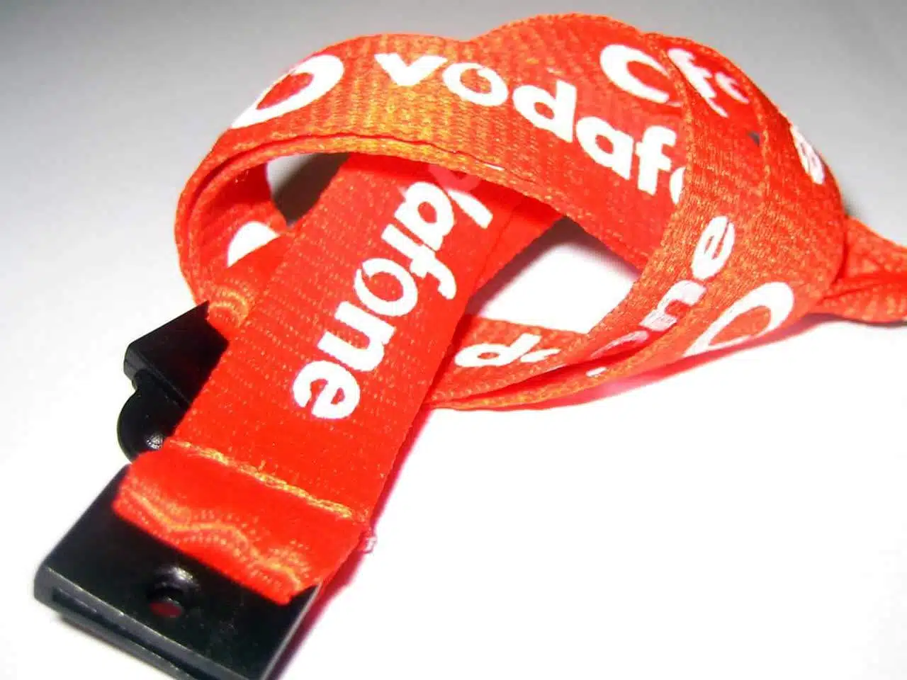 Screen Printed Flat Polyester Lanyard with Vodafone logo